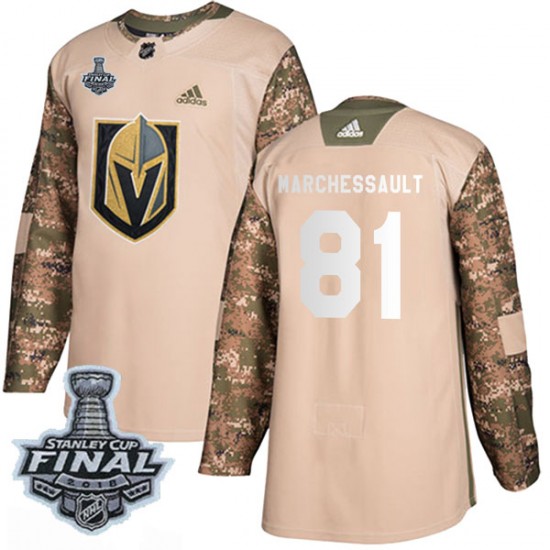 Adidas Jonathan Marchessault Vegas Golden Knights Youth Authentic Camo Veterans Day Practice 2018 Stanley Cup Final Patch Jersey