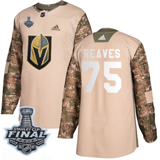 Adidas Ryan Reaves Vegas Golden Knights Youth Authentic Camo Veterans Day Practice 2018 Stanley Cup Final Patch Jersey - Gold