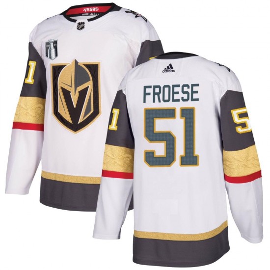 Adidas Byron Froese Vegas Golden Knights Youth Authentic White Away 2023 Stanley Cup Final Jersey - Gold