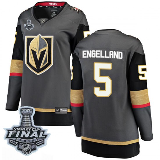 Fanatics Branded Deryk Engelland Vegas Golden Knights Women's Breakaway Black Home 2018 Stanley Cup Final Patch Jersey - Gold