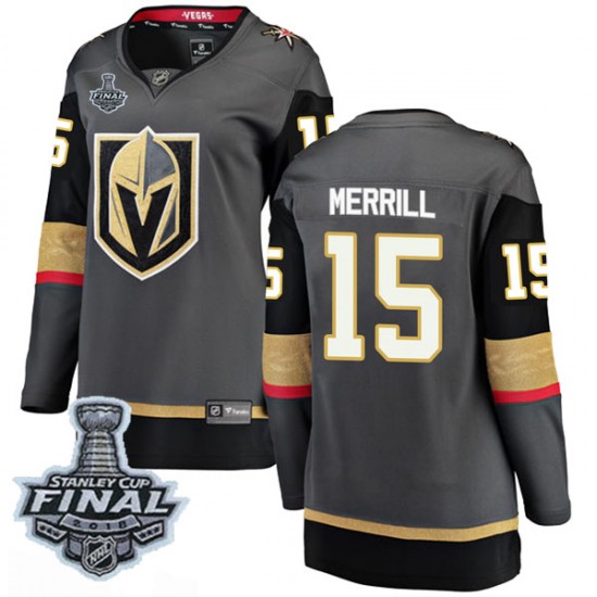 Fanatics Branded Jon Merrill Vegas Golden Knights Women's Breakaway Black Home 2018 Stanley Cup Final Patch Jersey - Gold