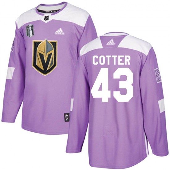 Adidas Paul Cotter Vegas Golden Knights Youth Authentic Fights Cancer Practice 2023 Stanley Cup Final Jersey - Purple