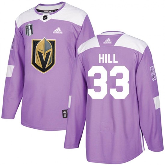 Adidas Adin Hill Vegas Golden Knights Youth Authentic Fights Cancer Practice 2023 Stanley Cup Final Jersey - Purple