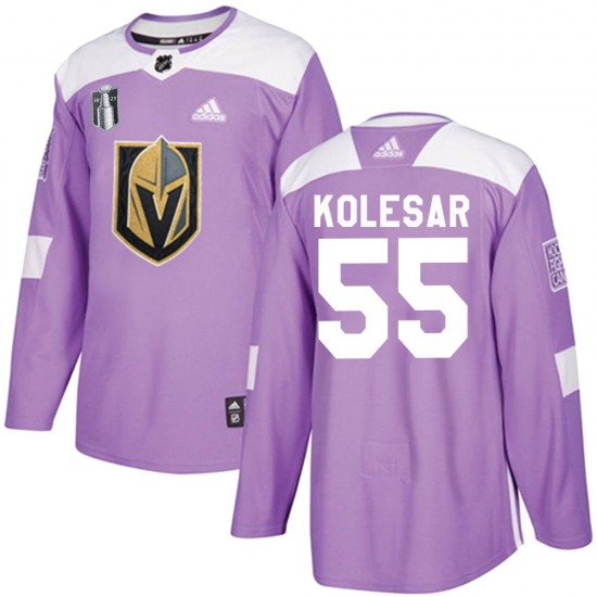 Adidas Keegan Kolesar Vegas Golden Knights Youth Authentic Fights Cancer Practice 2023 Stanley Cup Final Jersey - Purple