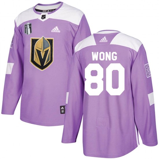 Adidas Tyler Wong Vegas Golden Knights Youth Authentic Fights Cancer Practice 2023 Stanley Cup Final Jersey - Purple