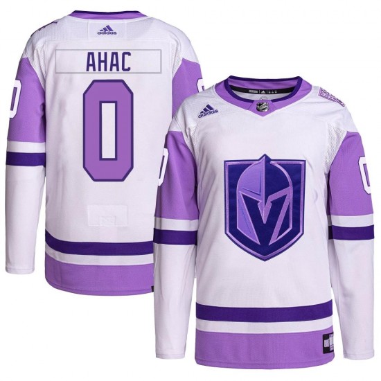 Adidas Layton Ahac Vegas Golden Knights Men's Authentic Hockey Fights Cancer Primegreen Jersey - White/Purple