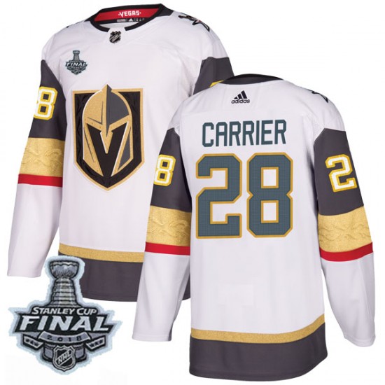 Adidas William Carrier Vegas Golden Knights Youth Authentic White Away 2018 Stanley Cup Final Patch Jersey - Gold