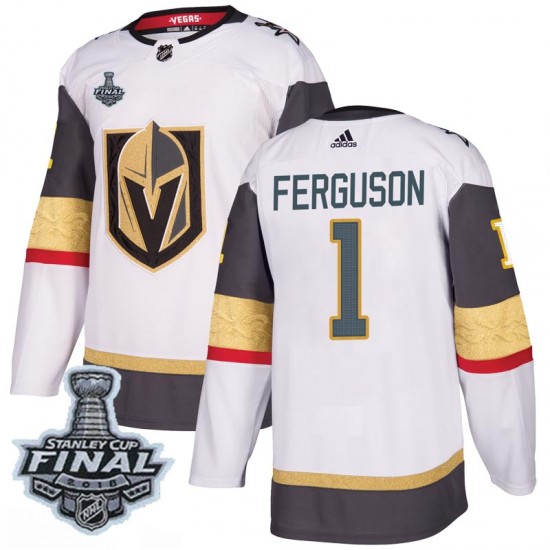 Adidas Dylan Ferguson Vegas Golden Knights Youth Authentic White Away 2018 Stanley Cup Final Patch Jersey - Gold