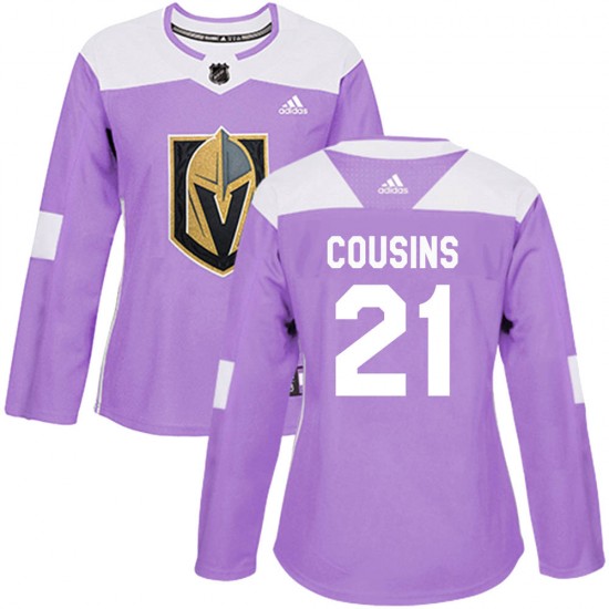 Adidas Nick Cousins Vegas Golden Knights Women's Authentic ized Fights Cancer Practice Jersey - Purple