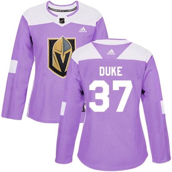 Adidas Reid Duke Vegas Golden Knights Women's Authentic Fights Cancer Practice Jersey - Purple