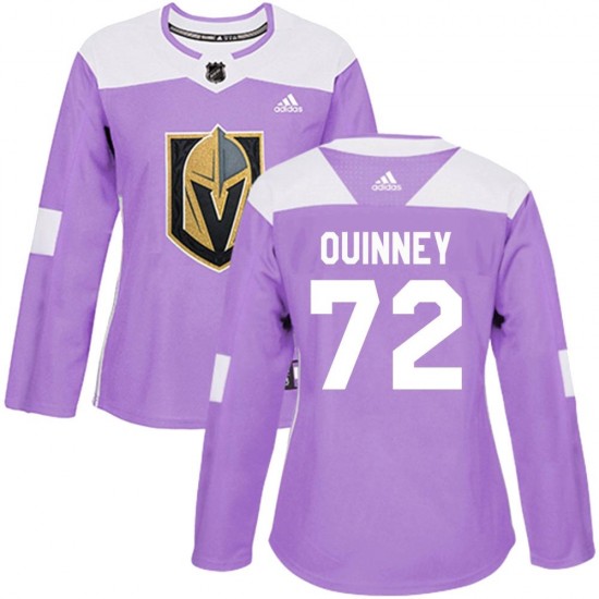 Adidas Gage Quinney Vegas Golden Knights Women's Authentic Fights Cancer Practice Jersey - Purple