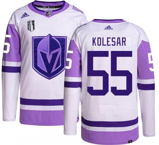 Adidas Keegan Kolesar Vegas Golden Knights Youth Authentic Hockey Fights Cancer 2023 Stanley Cup Final Jersey - Gold