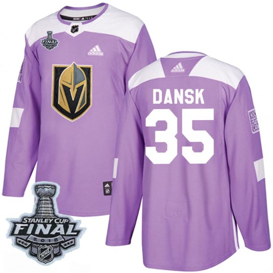 Adidas Oscar Dansk Vegas Golden Knights Men's Authentic Fights Cancer Practice 2018 Stanley Cup Final Patch Jersey - Purple