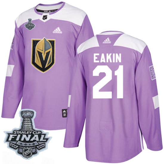 Adidas Cody Eakin Vegas Golden Knights Men's Authentic Fights Cancer Practice 2018 Stanley Cup Final Patch Jersey - Purple