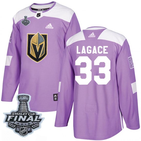 Adidas Maxime Lagace Vegas Golden Knights Men's Authentic Fights Cancer Practice 2018 Stanley Cup Final Patch Jersey - Purple