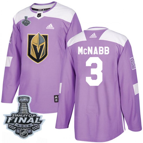 Adidas Brayden McNabb Vegas Golden Knights Men's Authentic Fights Cancer Practice 2018 Stanley Cup Final Patch Jersey - Purple