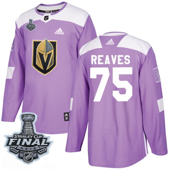 Adidas Ryan Reaves Vegas Golden Knights Men's Authentic Fights Cancer Practice 2018 Stanley Cup Final Patch Jersey - Purple