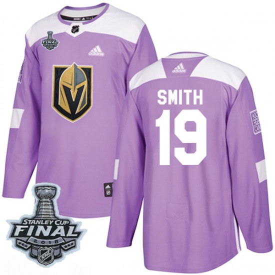 Adidas Reilly Smith Vegas Golden Knights Men's Authentic Fights Cancer Practice 2018 Stanley Cup Final Patch Jersey - Purple