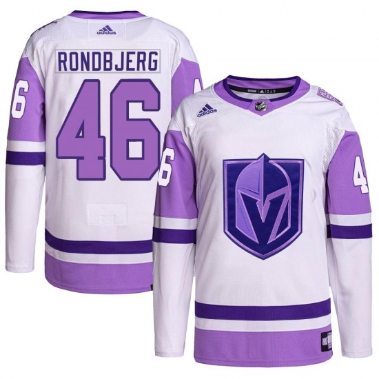 Adidas Jonas Rondbjerg Vegas Golden Knights Youth Authentic Hockey Fights Cancer Primegreen Jersey - White/Purple