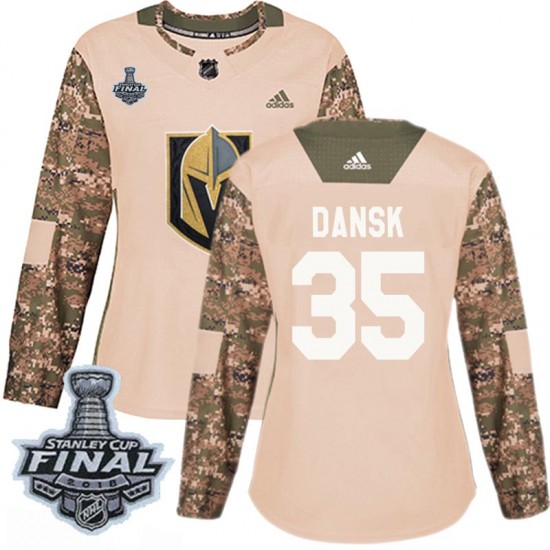 Adidas Oscar Dansk Vegas Golden Knights Women's Authentic Camo Veterans Day Practice 2018 Stanley Cup Final Patch Jersey - Gold