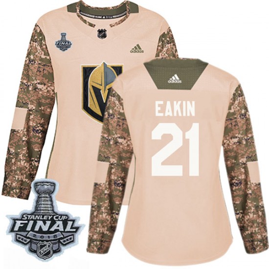Adidas Cody Eakin Vegas Golden Knights Women's Authentic Camo Veterans Day Practice 2018 Stanley Cup Final Patch Jersey - Gold