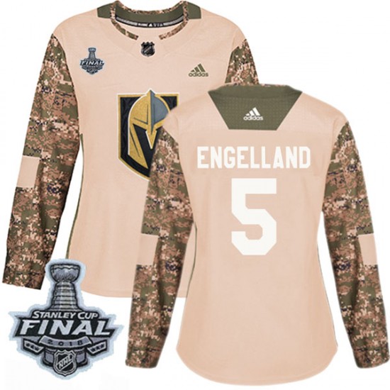 Adidas Deryk Engelland Vegas Golden Knights Women's Authentic Camo Veterans Day Practice 2018 Stanley Cup Final Patch Jersey - G