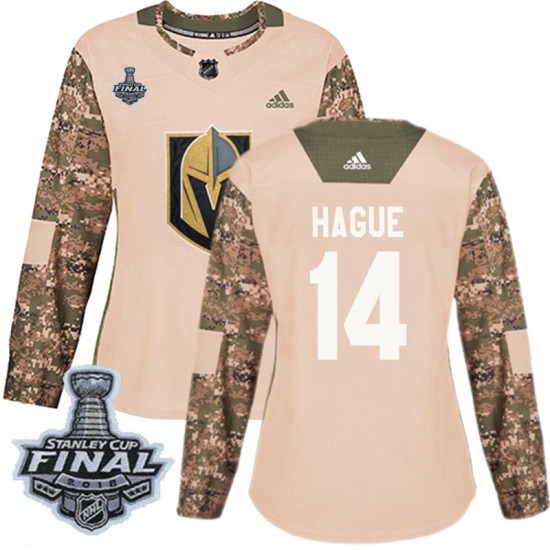 Adidas Nicolas Hague Vegas Golden Knights Women's Authentic Camo Veterans Day Practice 2018 Stanley Cup Final Patch Jersey - Gol