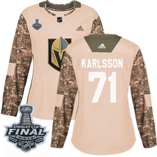 Adidas William Karlsson Vegas Golden Knights Women's Authentic Camo Veterans Day Practice 2018 Stanley Cup Final Patch Jersey - 