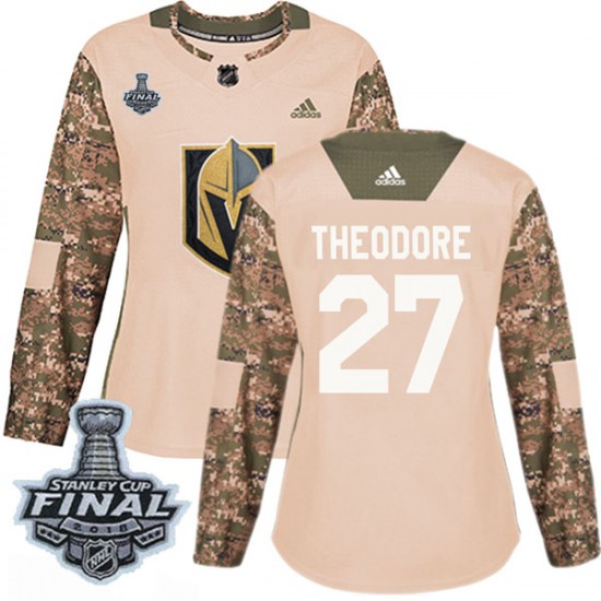 Adidas Shea Theodore Vegas Golden Knights Women's Authentic Camo Veterans Day Practice 2018 Stanley Cup Final Patch Jersey - Gol