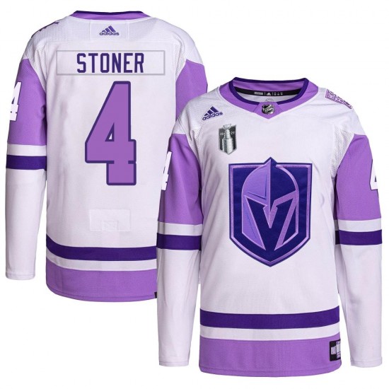 Adidas Clayton Stoner Vegas Golden Knights Men's Authentic Hockey Fights Cancer Primegreen 2023 Stanley Cup Final Jersey - White