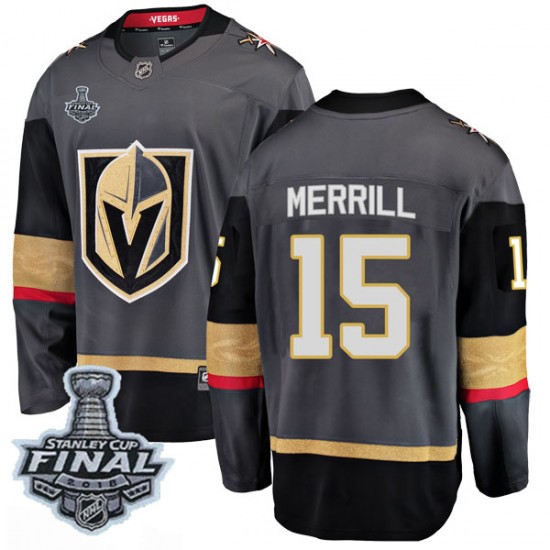 Fanatics Branded Jon Merrill Vegas Golden Knights Youth Breakaway Black Home 2018 Stanley Cup Final Patch Jersey - Gold