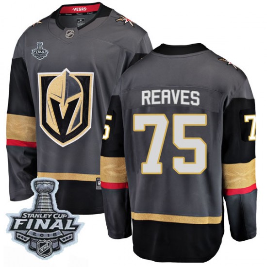 Fanatics Branded Ryan Reaves Vegas Golden Knights Youth Breakaway Black Home 2018 Stanley Cup Final Patch Jersey - Gold