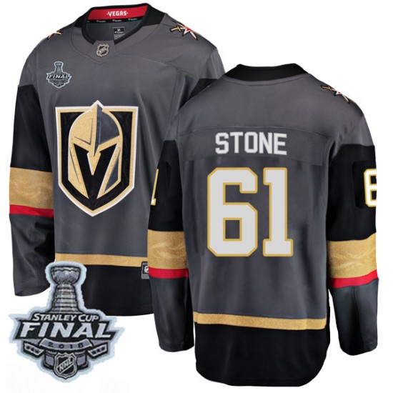 Fanatics Branded Mark Stone Vegas Golden Knights Youth Breakaway Black Home 2018 Stanley Cup Final Patch Jersey - Gold