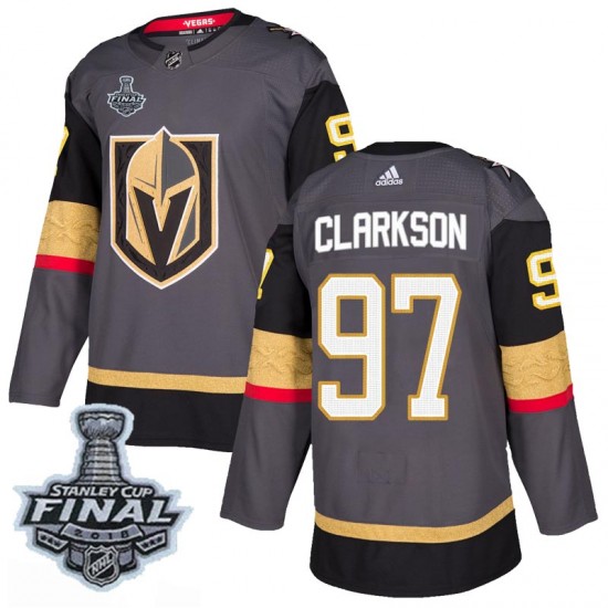 Adidas David Clarkson Vegas Golden Knights Youth Authentic Gray Home 2018 Stanley Cup Final Patch Jersey - Gold