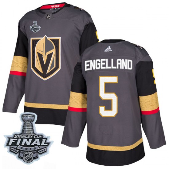 Adidas Deryk Engelland Vegas Golden Knights Youth Authentic Gray Home 2018 Stanley Cup Final Patch Jersey - Gold