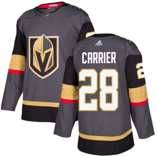 Adidas William Carrier Vegas Golden Knights Men's Authentic Gray Jersey - Gold