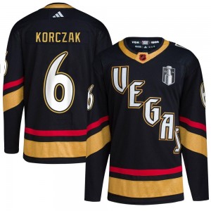 Adidas Kaedan Korczak Vegas Golden Knights Youth Authentic Black Reverse Retro 2.0 2023 Stanley Cup Final Jersey - Gold