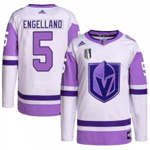 Adidas Deryk Engelland Vegas Golden Knights Youth Authentic Hockey Fights Cancer Primegreen 2023 Stanley Cup Final Jersey - Whit