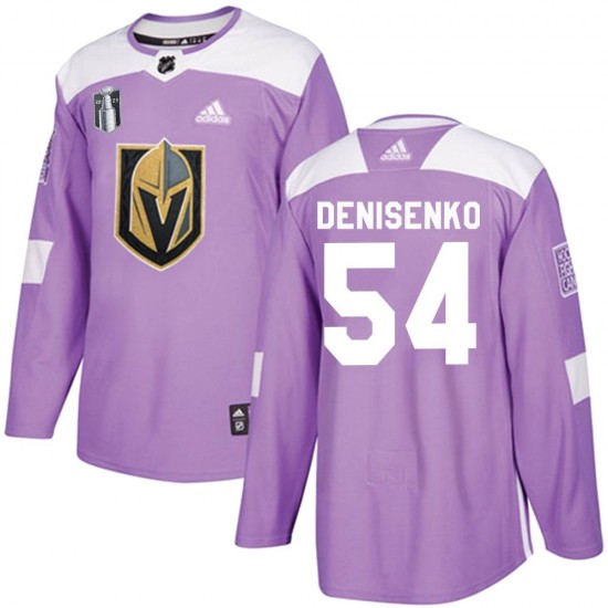 Adidas Grigori Denisenko Vegas Golden Knights Youth Authentic Fights Cancer Practice 2023 Stanley Cup Final Jersey - Purple