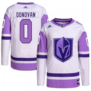 Adidas Ryder Donovan Vegas Golden Knights Men's Authentic Hockey Fights Cancer Primegreen Jersey - White/Purple