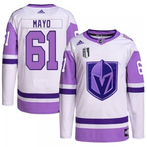 Adidas Dysin Mayo Vegas Golden Knights Men's Authentic Hockey Fights Cancer Primegreen 2023 Stanley Cup Final Jersey - White/Pur